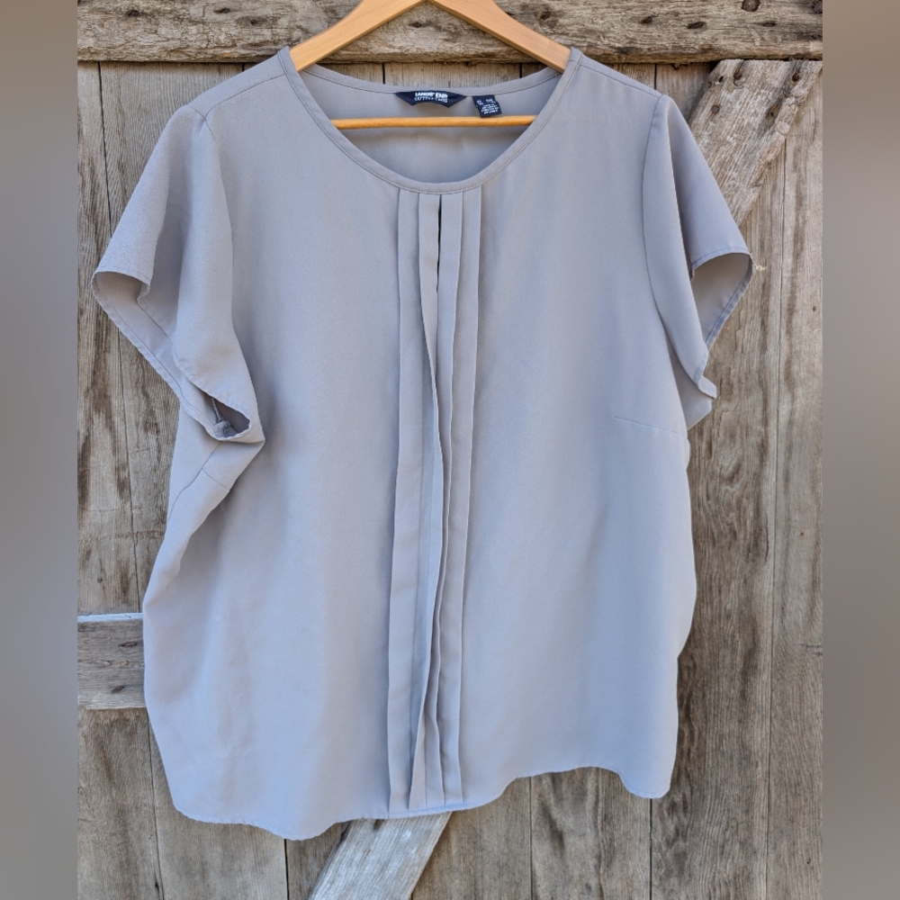 Land's End Light Gray Pleated Blouse